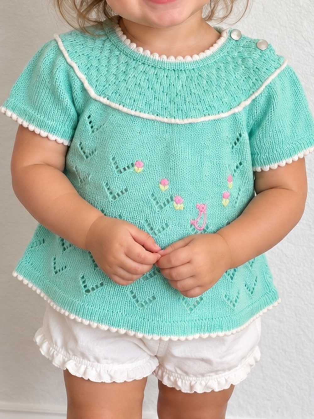 👶 Vintage Novelty Knits Baby Shirt – Aqua Blue (18 Months)